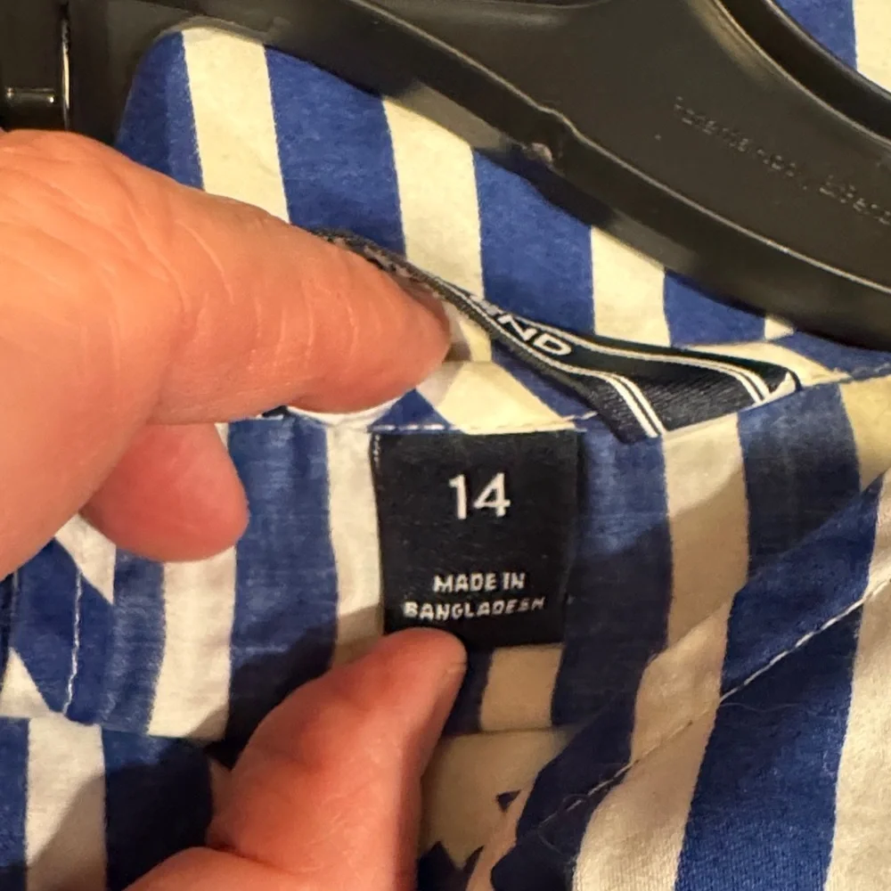 Lands' End Blue and White Striped Kids Casual Dress size 14